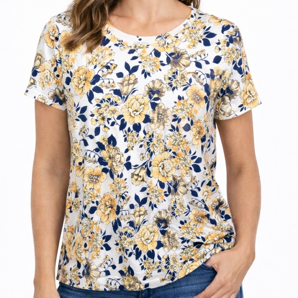 Laura Scott Short Sleeve Yellow Floral T-Shirt